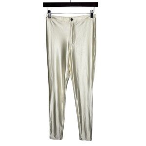 American Apparel Ivory Pearl Shine Disco Pants Night Out Retro Size Small